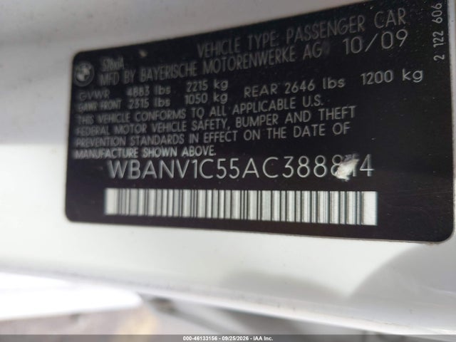 46133156 :رقم المزاد ، WBANV1C55AC388814 vin ، 2010 Bmw 528i Xdrive مزاد بيع