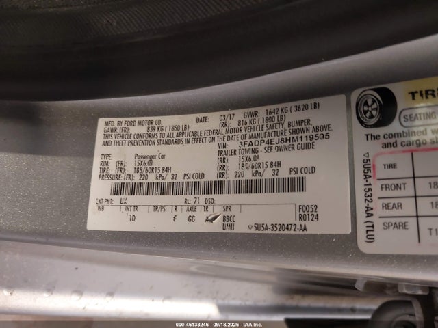 Ford FIESTA SE 2017 3FADP4EJ8HM119595 Image 9