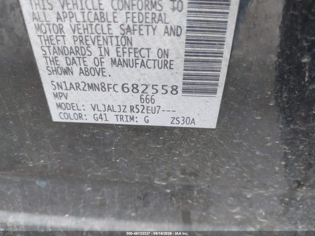 Продажа на аукционе авто 2015 Nissan Pathfinder Platinum, vin: 5N1AR2MN8FC682558, номер лота: 46133337