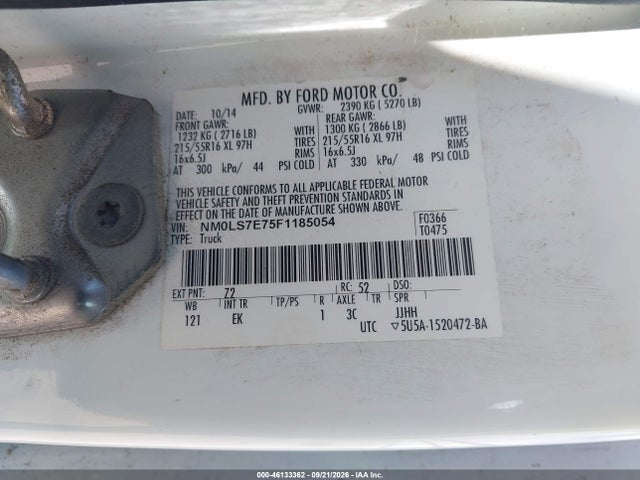 Aukcja sprzedaży 2015 Ford Transit Connect Xl, vin: NM0LS7E75F1185054, numer aukcji: 46133362