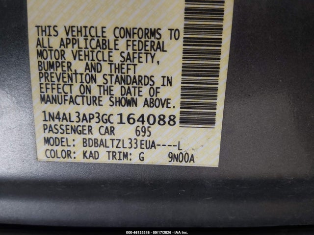 Продажа на аукционе авто 2016 Nissan Altima 2.5 Sl, vin: 1N4AL3AP3GC164088, номер лота: 46133386