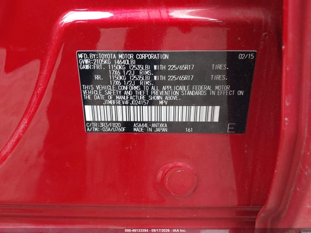 Toyota RAV4 LE 2015 JTMBFREV4FJ024157 Image 9