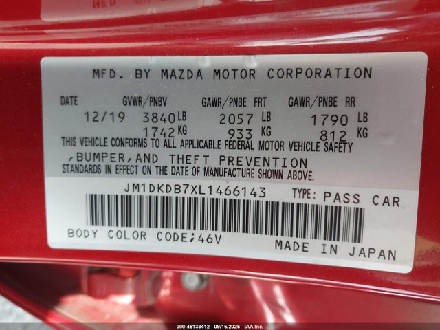 Продаж на аукціоні авто 2020 Mazda Cx-3 Sport, vin: JM1DKDB7XL1466143, номер лоту: 46133412