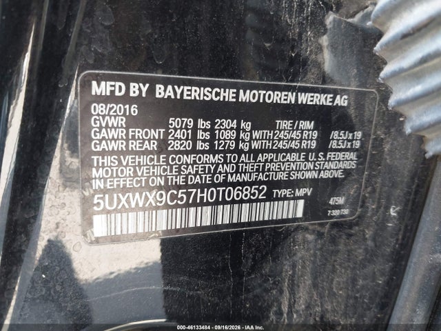 46133484 :رقم المزاد ، 5UXWX9C57H0T06852 vin ، 2017 Bmw X3 Xdrive28i مزاد بيع