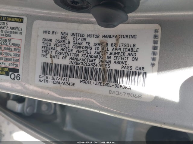 2005 Toyota Corolla Ce მანქანა იყიდება აუქციონზე, vin: 1NXBR32E35Z476165, აუქციონის ნომერი: 46133529