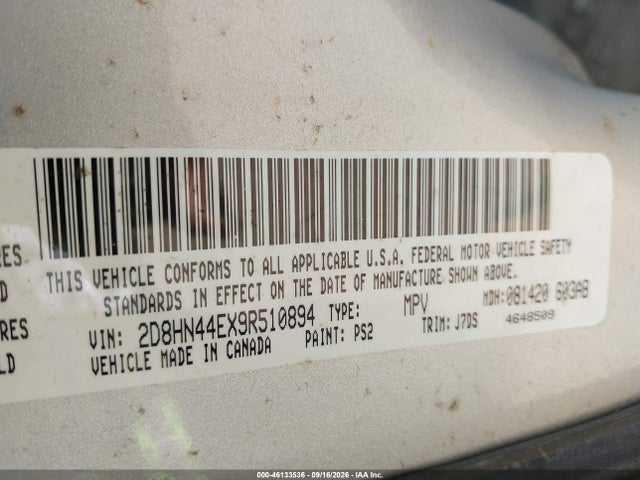2009 Dodge Grand Caravan Se მანქანა იყიდება აუქციონზე, vin: 2D8HN44EX9R510894, აუქციონის ნომერი: 46133536