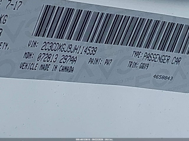 46133618 :رقم المزاد ، 2C3CDXGJ9JH114539 vin ، 2018 Dodge Charger R/t Scat Pack Rwd مزاد بيع
