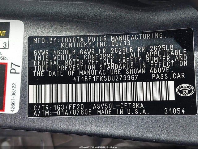 Aukcja sprzedaży 2013 Toyota Camry Se, vin: 4T1BF1FK5DU273967, numer aukcji: 46133718