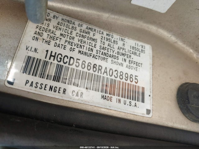 Продажа на аукционе авто 1994 Honda Accord Ex, vin: 1HGCD5666RA038965, номер лота: 46133741