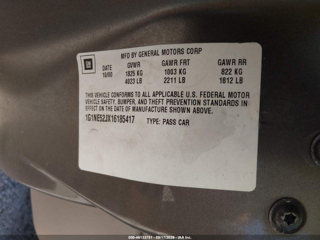 Aukcja sprzedaży 2001 Chevrolet Malibu Ls, vin: 1G1NE52JX16185417, numer aukcji: 46133751