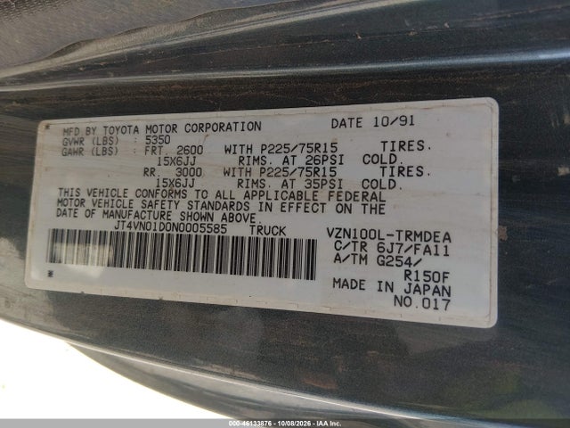 Aukcja sprzedaży 1992 Toyota Pickup 1/2 Ton Sht Wheelbase Dlx, vin: JT4VN01D0N0005585, numer aukcji: 46133876