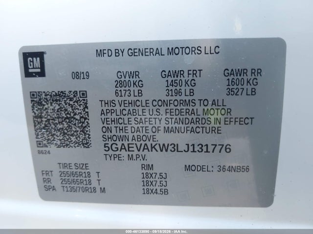 Aukcja sprzedaży 2020 Buick Enclave Awd Essence, vin: 5GAEVAKW3LJ131776, numer aukcji: 46133890