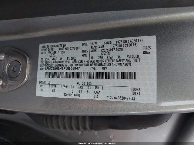 Продажа на аукционе авто 2023 Ford Escape Active, vin: 1FMCU0GN9PUB05847, номер лота: 46133905