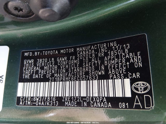 Продаж на аукціоні авто 2014 Toyota Corolla Le Eco, vin: 2T1BPRHE6EC057633, номер лоту: 46133940