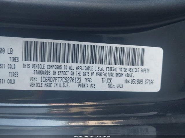 Продажа на аукционе авто 2012 Ram 1500 Express, vin: 1C6RD7FT7CS270123, номер лота: 46133946