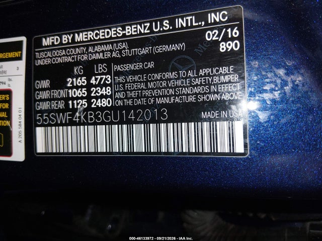 Продаж на аукціоні авто 2016 Mercedes-benz C 300 4matic, vin: 55SWF4KB3GU142013, номер лоту: 46133972