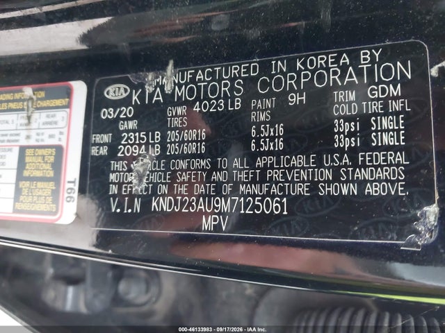 2021 Kia Soul Lx მანქანა იყიდება აუქციონზე, vin: KNDJ23AU9M7125061, აუქციონის ნომერი: 46133983