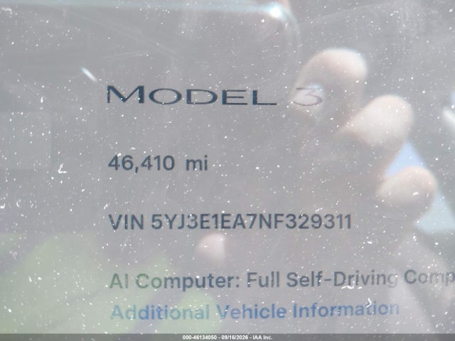Tesla Model 3 Rear-wheel Drive 2022 5YJ3E1EA7NF329311 Image 13