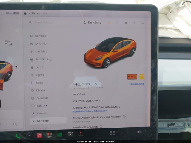 Aukcja sprzedaży 2020 Tesla Model 3 Standard Range Plus Rear-wheel Drive/standard Range Rear-wheel Drive, vin: 5YJ3E1EA8LF797951, numer aukcji: 46134108