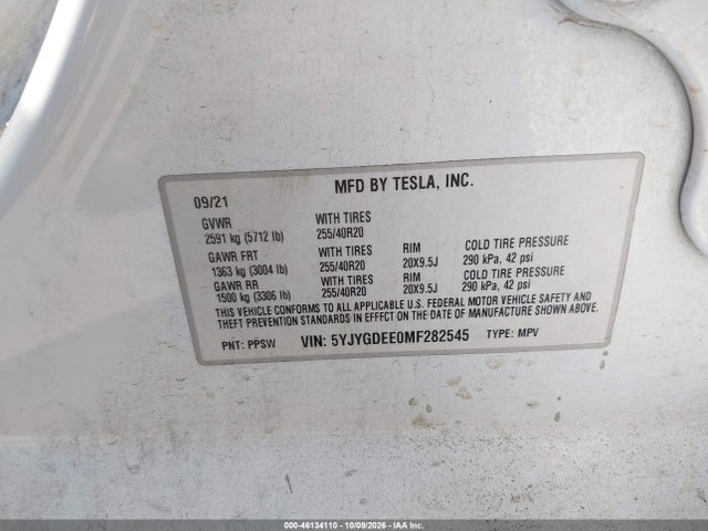 5YJYGDEE0MF282545 Tesla Model Y Long Range Dual Motor All-wheel Drive