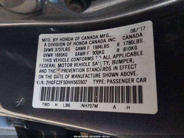 Продажа на аукционе авто 2017 Honda Civic Lx, vin: 2HGFC2F50HH565907, номер лота: 46134186