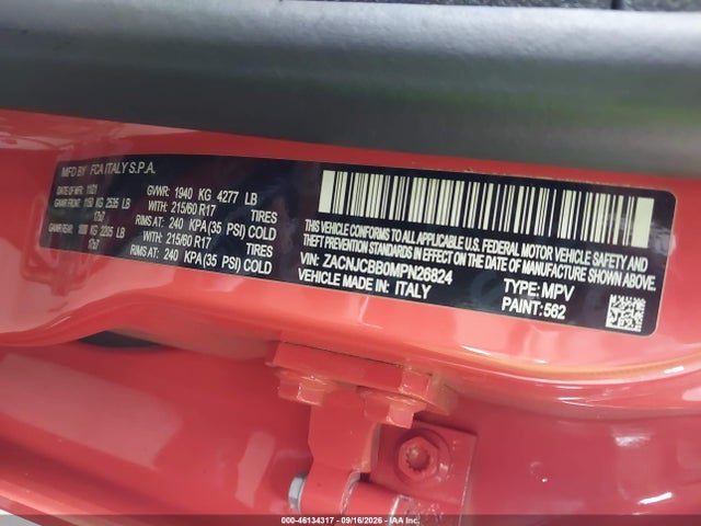 Продаж на аукціоні авто 2021 Jeep Renegade Latitude Fwd, vin: ZACNJCBB0MPN26824, номер лоту: 46134317