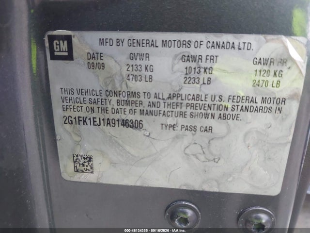 46134355 :رقم المزاد ، 2G1FK1EJ1A9146306 vin ، 2010 Chevrolet Camaro 2ss مزاد بيع
