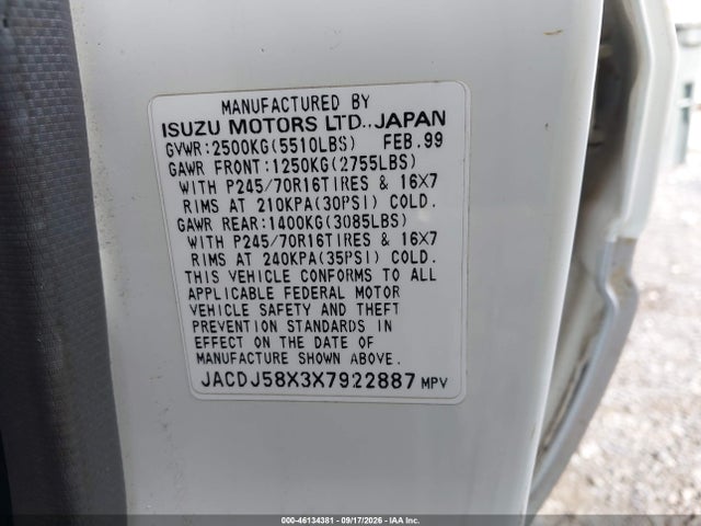 Продажа на аукционе авто 1999 Isuzu Trooper S, vin: JACDJ58X3X7922887, номер лота: 46134381