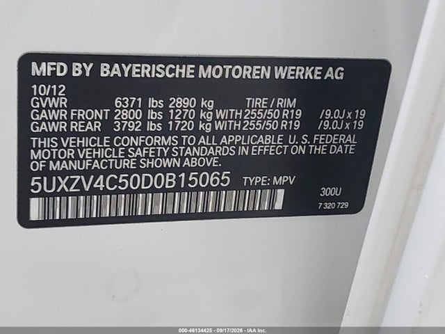 Aukcja sprzedaży 2013 Bmw X5 Xdrive35i/xdrive35i Premium/xdrive35i Sport Activity, vin: 5UXZV4C50D0B15065, numer aukcji: 46134425