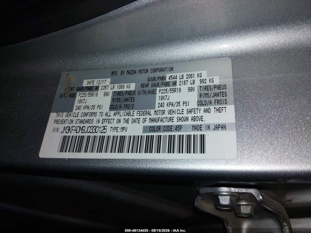 2018 Mazda Cx-5 Grand Touring მანქანა იყიდება აუქციონზე, vin: JM3KFADM9J0330125, აუქციონის ნომერი: 46134455