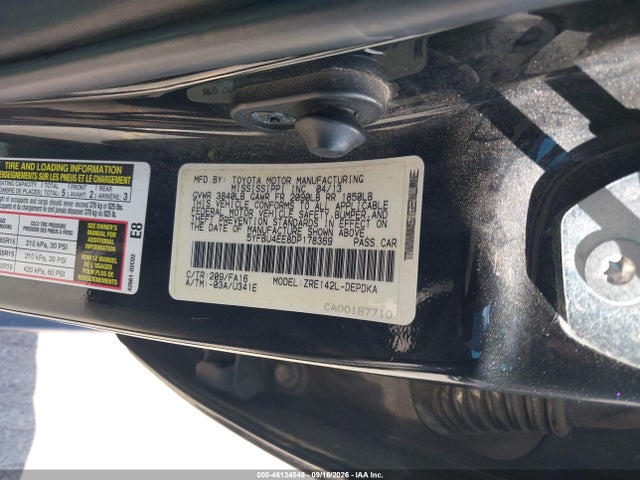 46134546 :رقم المزاد ، 5YFBU4EE8DP178369 vin ، 2013 Toyota Corolla L مزاد بيع