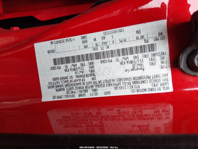 Продажа на аукционе авто 2012 Ford Focus Se, vin: 1FAHP3F24CL107733, номер лота: 46134620