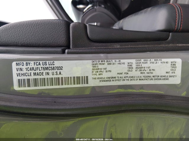 Aukcja sprzedaży 2021 Jeep Grand Cherokee Trailhawk 4x4, vin: 1C4RJFLT6MC587032, numer aukcji: 46134711