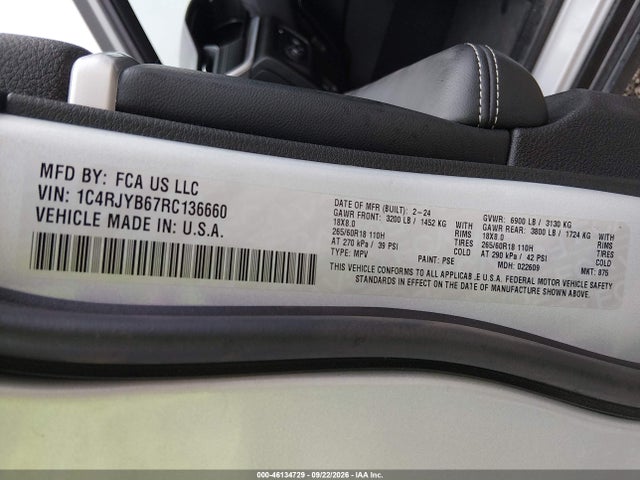 Aukcja sprzedaży 2024 Jeep Grand Cherokee 4xe, vin: 1C4RJYB67RC136660, numer aukcji: 46134729