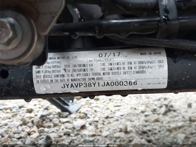 2018 Yamaha Xv1900 Fd მანქანა იყიდება აუქციონზე, vin: JYAVP38Y1JA000366, აუქციონის ნომერი: 46134780