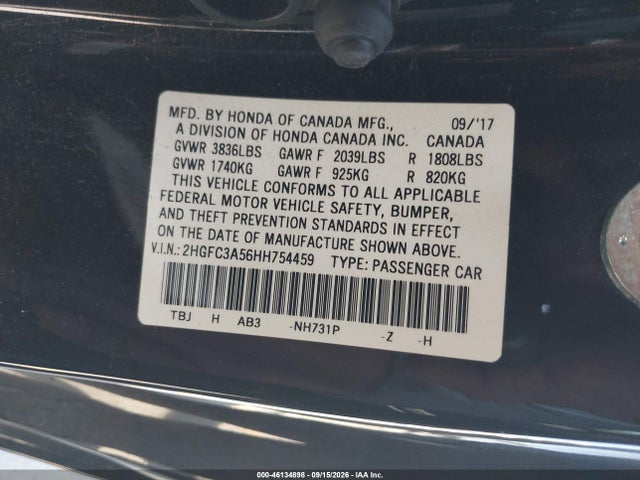 Honda CIVIC SI 2017 2HGFC3A56HH754459 Image 9