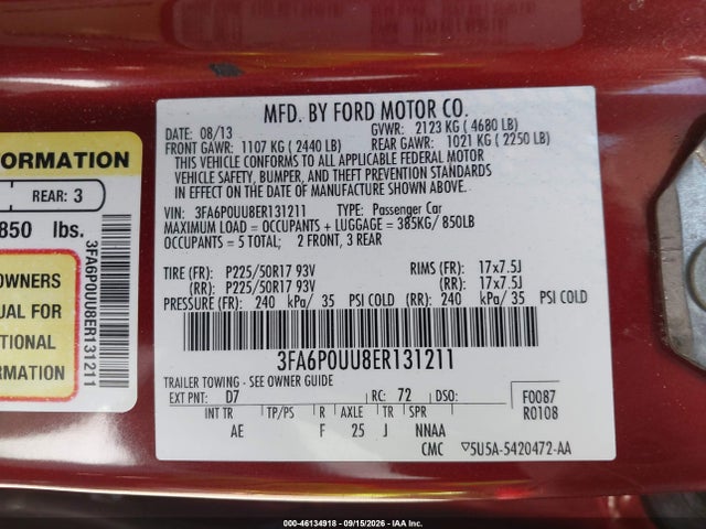 Ford Fusion Hybrid S 2014 3FA6P0UU8ER131211 Image 9
