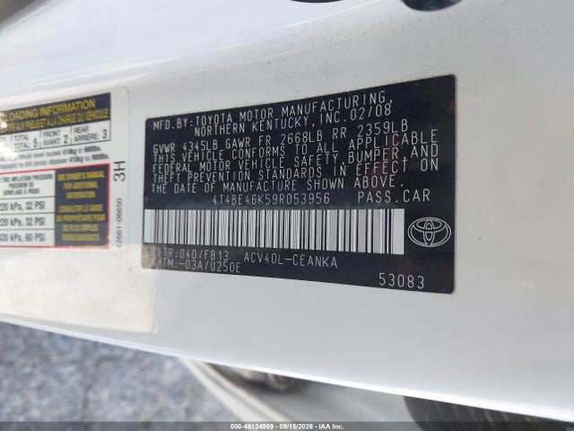 Aukcja sprzedaży 2009 Toyota Camry Le, vin: 4T4BE46K59R053956, numer aukcji: 46134969