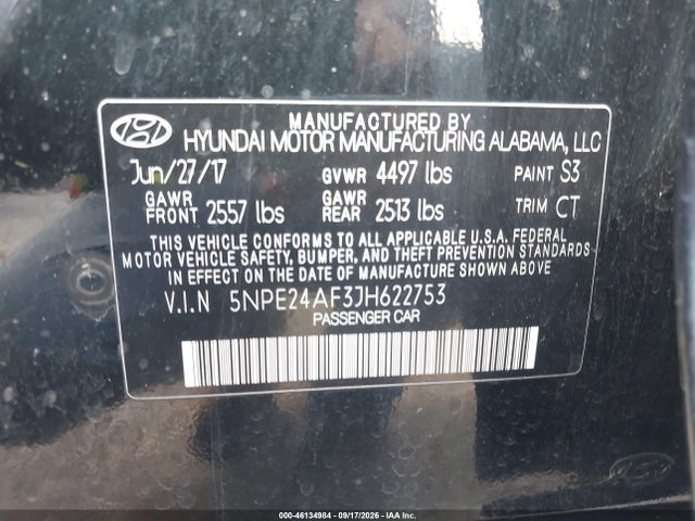 Продажа на аукционе авто 2018 Hyundai Sonata Se, vin: 5NPE24AF3JH622753, номер лота: 46134984