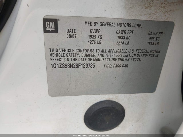 Aukcja sprzedaży 2008 Chevrolet Malibu Classic Ls, vin: 1G1ZS58N28F120785, numer aukcji: 46135012