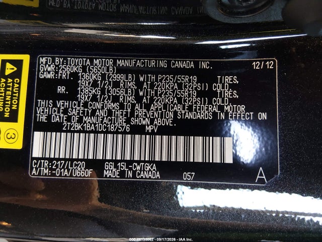 Aukcja sprzedaży 2013 Lexus Rx 350, vin: 2T2BK1BA1DC187576, numer aukcji: 46135062