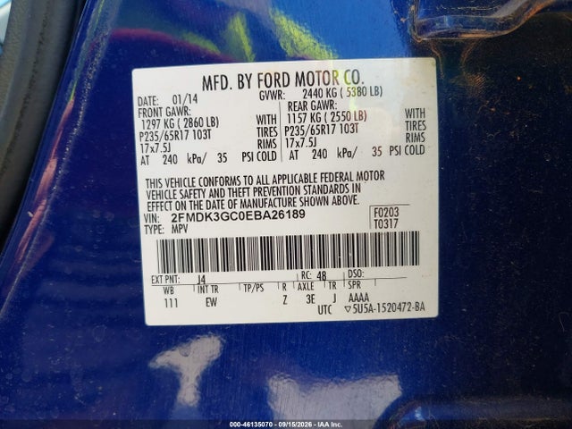 Ford EDGE SE 2014 2FMDK3GC0EBA26189 Image 9