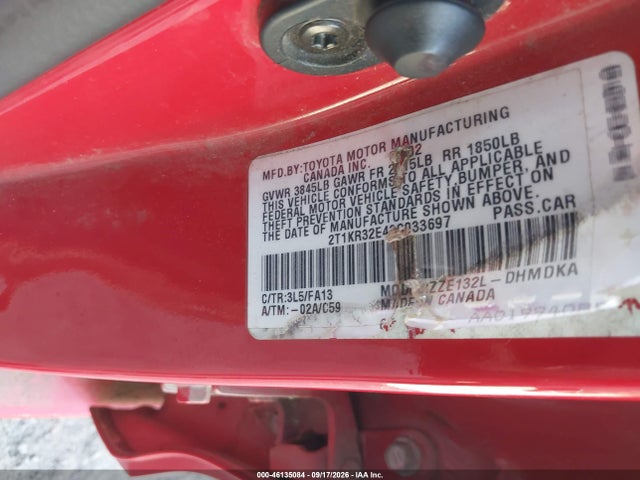 2003 Toyota Matrix Standard მანქანა იყიდება აუქციონზე, vin: 2T1KR32E43C033697, აუქციონის ნომერი: 46135084