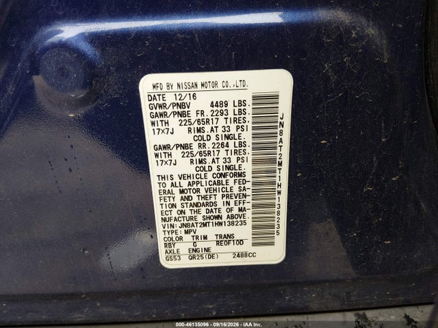 JN8AT2MT1HW138235 Nissan ROGUE S