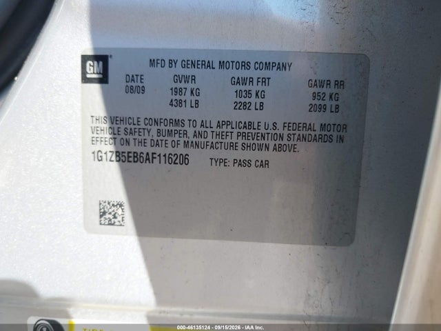 Aukcja sprzedaży 2010 Chevrolet Malibu Ls, vin: 1G1ZB5EB6AF116206, numer aukcji: 46135124