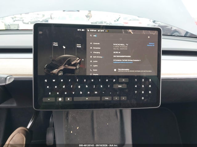2023 Tesla Model Y Awd/long Range Dual Motor All-wheel Drive მანქანა იყიდება აუქციონზე, vin: 7SAYGAEE8PF842592, აუქციონის ნომერი: 46135143