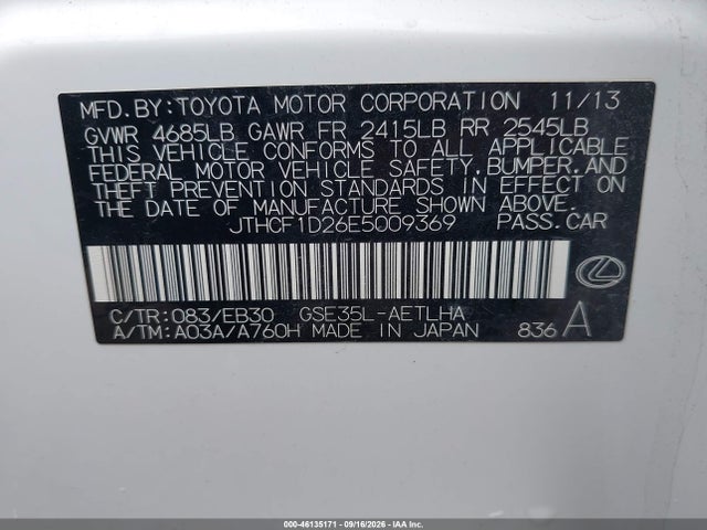 Lexus IS 250 2014 JTHCF1D26E5009369 Image 9