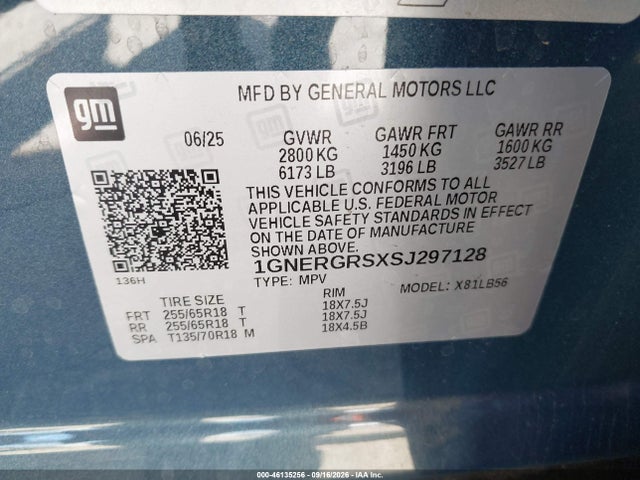 Продаж на аукціоні авто 2025 Chevrolet Traverse Fwd Lt, vin: 1GNERGRSXSJ297128, номер лоту: 46135256