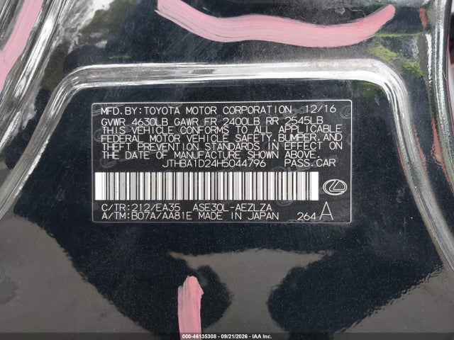 Lexus IS 200T 2017 JTHBA1D24H5044796 Image 9