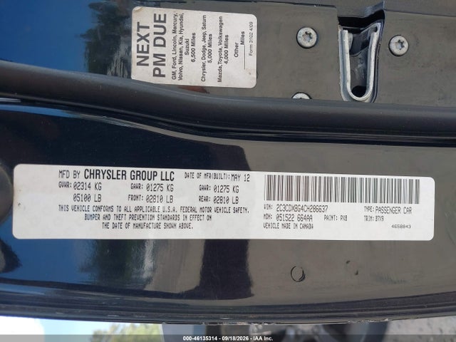 Продаж на аукціоні авто 2012 Dodge Charger Se, vin: 2C3CDXBG4CH286637, номер лоту: 46135314